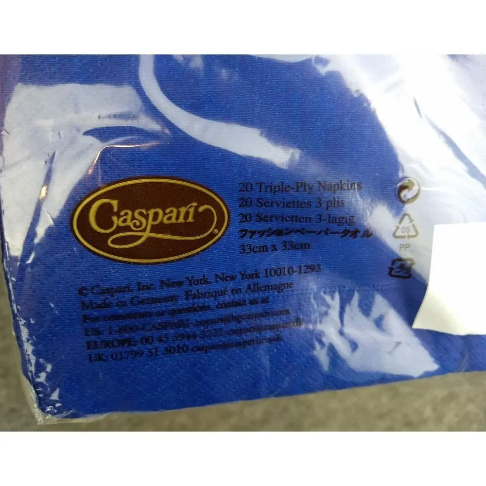 Caspari Plaid‎ Lavender & Solid Blue 2 Pks 20 Triple-Ply Napkins Jill Rose NEW